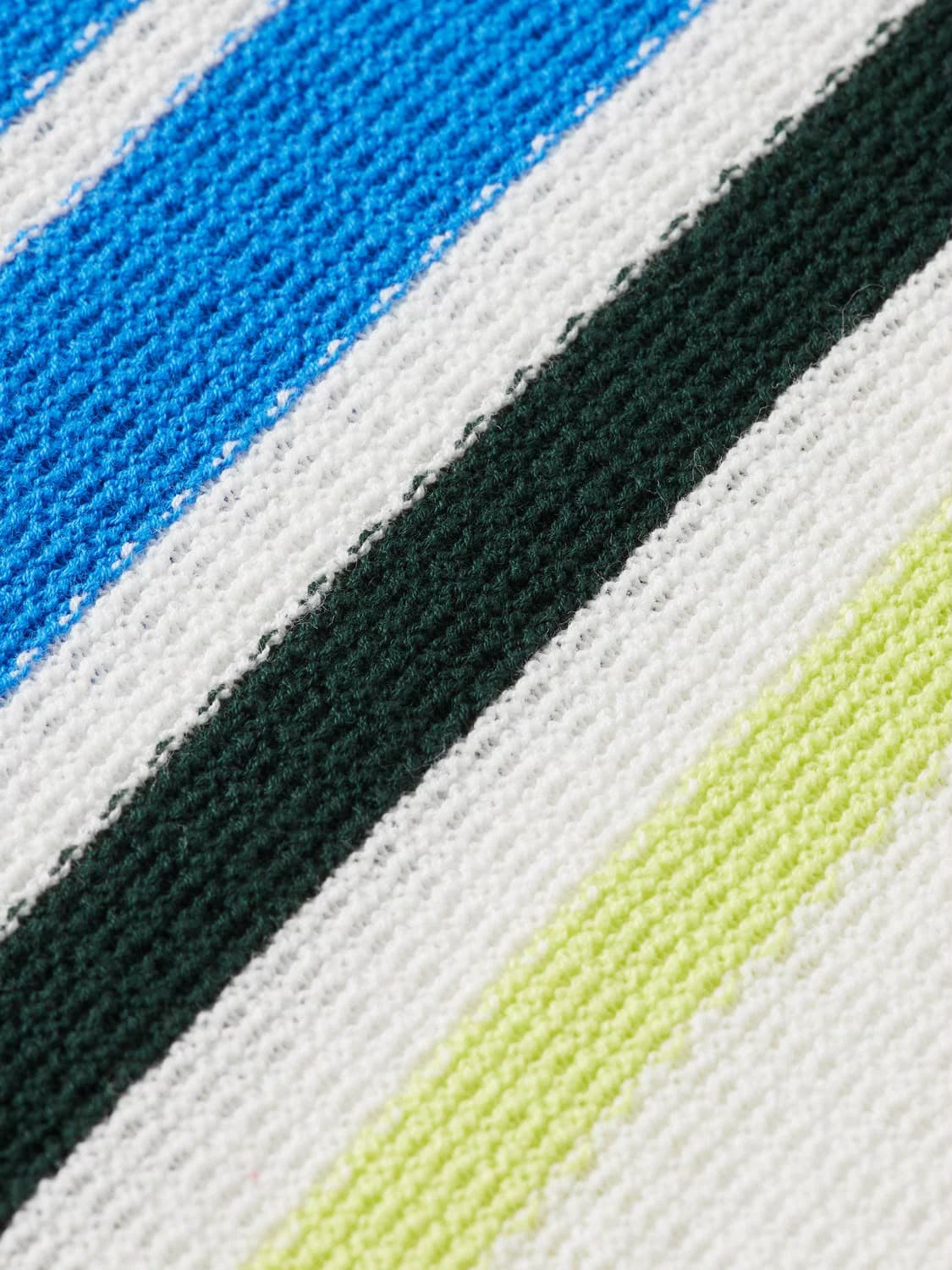 Blue, green and yellow striped knit