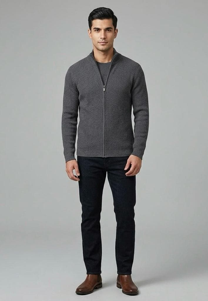 Charcoal zip cardigan