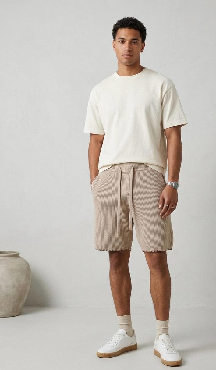 Cream crew neck T-shirt