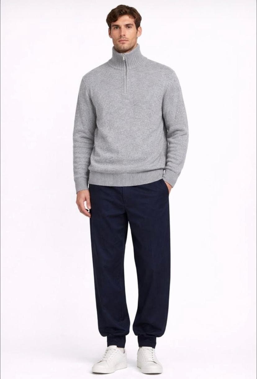 Grey half-zip sweater